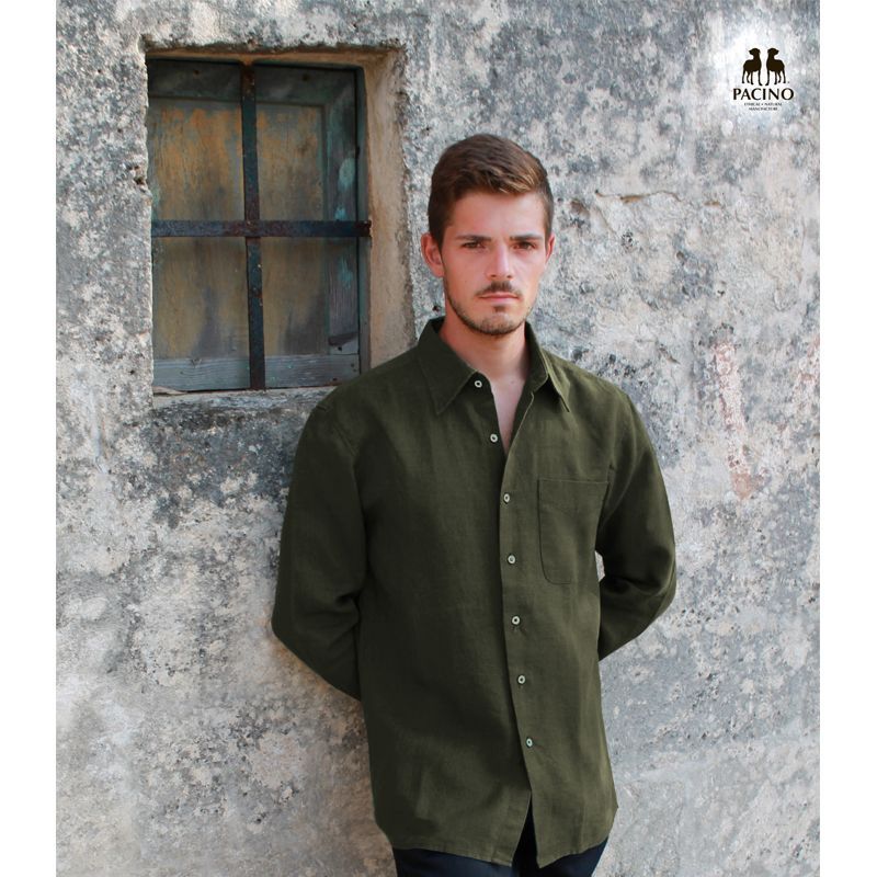 CAMICIA MANICA LUNGA 100 CANAPA FIOR DI CANAPA